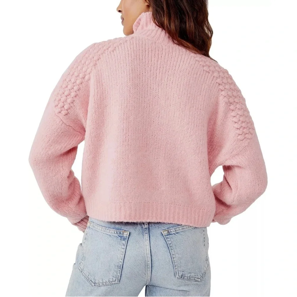 Free People Soft Pink Cowl Neck Sweater